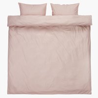 Completo copripiumino cotone lavato SANNE 240x220 cm rosa