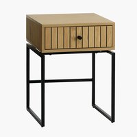 Bedside table HEMDRUP 1 drawer oak color/black