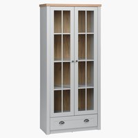 Display cabinet MARKSKEL 2 doors light grey/oak colour