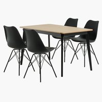 JEGIND L130 table oak/black + 4 KLARUP chairs black