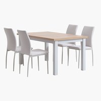 MARKSKEL tavolo L150/193 cm grigio + 4 TRUSTRUP Sedie bianco