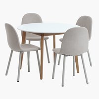 JEGIND d105 table white + 4 EJSTRUP chairs beige