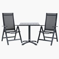 HOBRO H70 asztal + 2 LOMMA szék fekete
