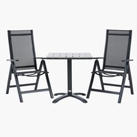HOBRO H70 asztal szürke + 2 LOMMA szék fekete