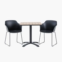 HOBRO L70 Tisch natur + 2 SANDVED Stuhl schwarz