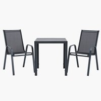 JERSORE H70 asztal + 2 LEKNES szék fekete