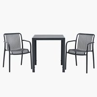 JERSORE H70 asztal + 2 NABBEN szék fekete