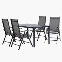 JERSORE H140 asztal + 4 MELLBY szék fekete