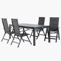 VATTRUP L206/319 Tisch schwarz + 4 MYSEN Stuhl grau