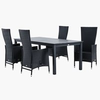 MOSS L214/315 table gris + 4 SKIVE chaises noir