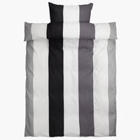 Completo copripiumino seersuckerINESSA 160x210cm grigio/nero