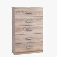 Commode 5 tiroirs larges TAPDRUP chêne