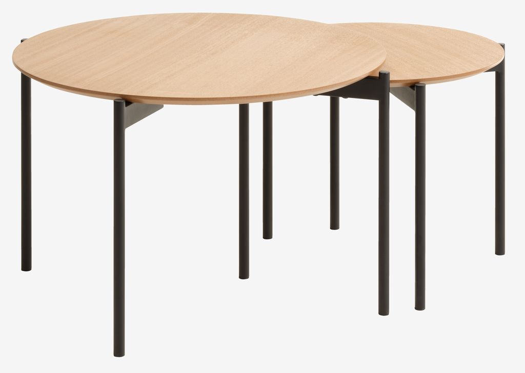 BeistelltischSet BRABRAND Ø70/50 natur/schwarz 2 Stk. JYSK