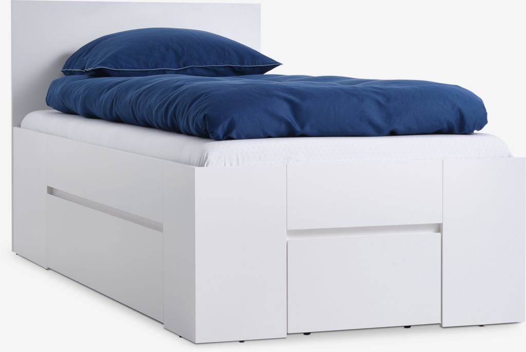 Bed frame LIMFJORDEN 2 drawers Single white | JYSK