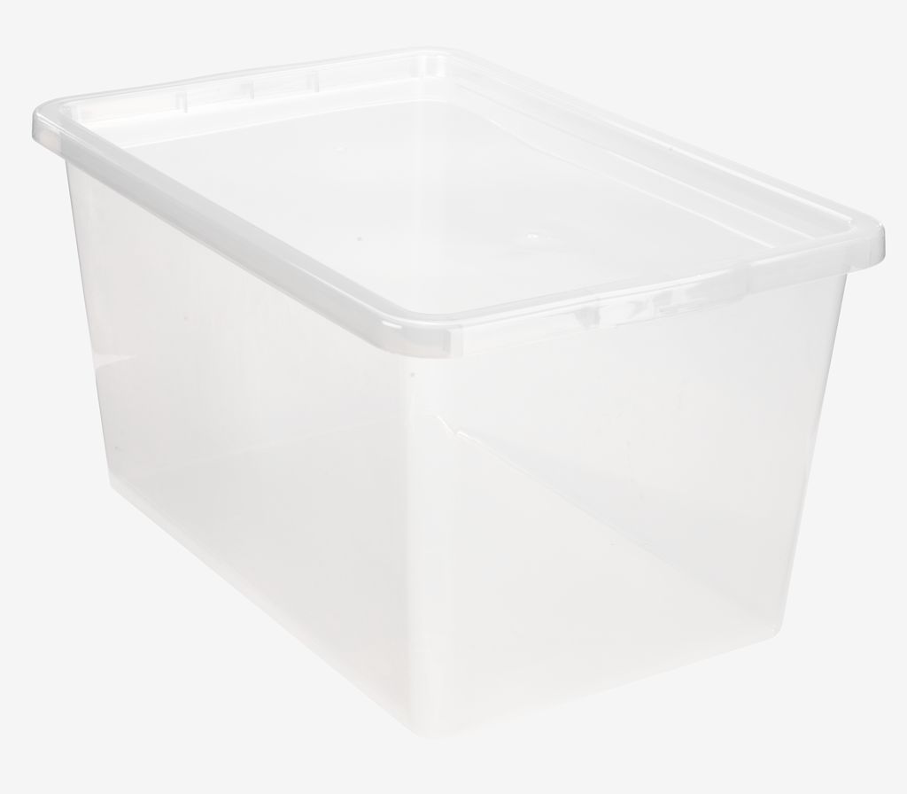 Aufbewahrungsbox BASIC BOX 52L m/Deckel transparent JYSK