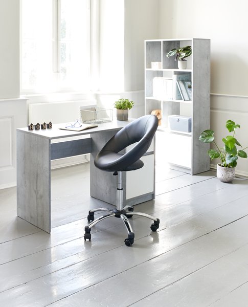 Scrivania BILLUND 53x120 cm color cemento/bianco