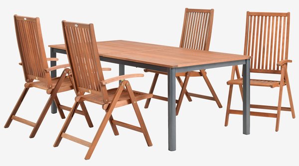 YTTRUP C210/300 mesa + 4 KAMSTRUP cadeira madeira dura