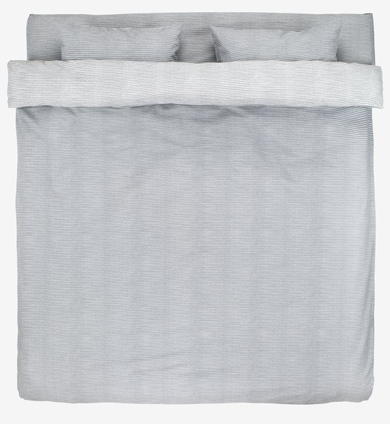 Lenjerie pat+cearșaf creponată LOLA 200x220 gri/alb