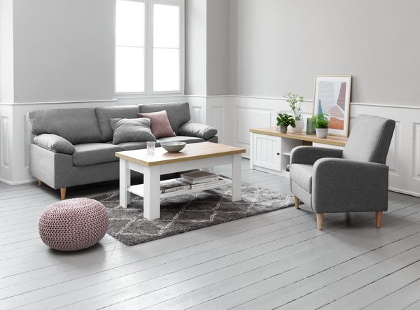 Sohvapöytä MARKSKEL 60x110 valkoinen/tammi