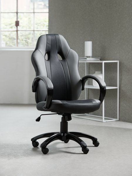 Gaming chair AGGESTRUP grey faux leather/black mesh