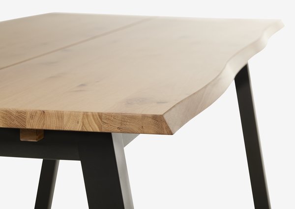Étkezőasztal SKOVLUNDE 90x200 natúr tölgy/fekete