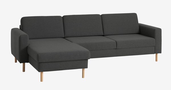 Sofa m/sjeselong SVALBARD mørk grå