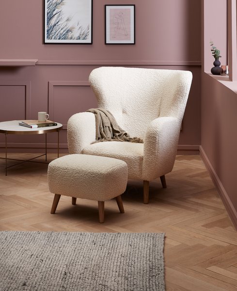 Fauteuil VILDSUND tissu bouclette blanc cassé