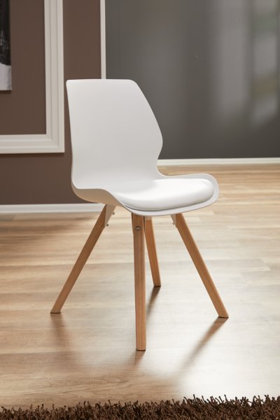 Cadeira de jantar BOGENSE pele sintética branco/natural