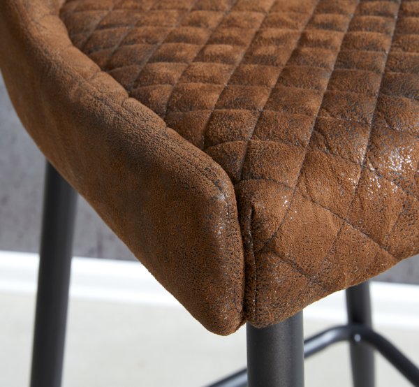Chaise de bar PEBRINGE avec dossier tissu brun/noir