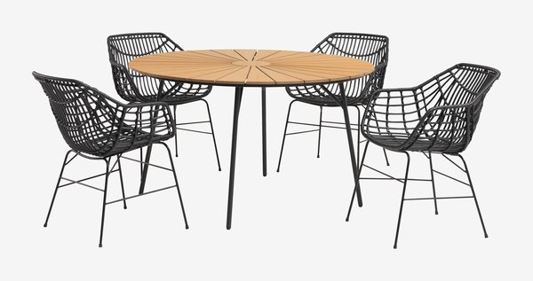 Tavolo da esterno RANGSTRUP Ø130 cm naturale/nero