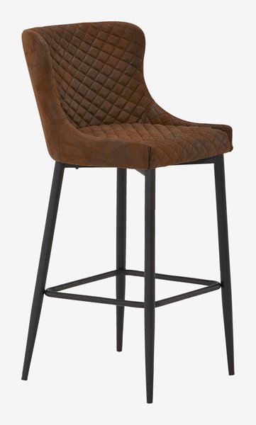 Chaise de bar PEBRINGE tissu brun/noir