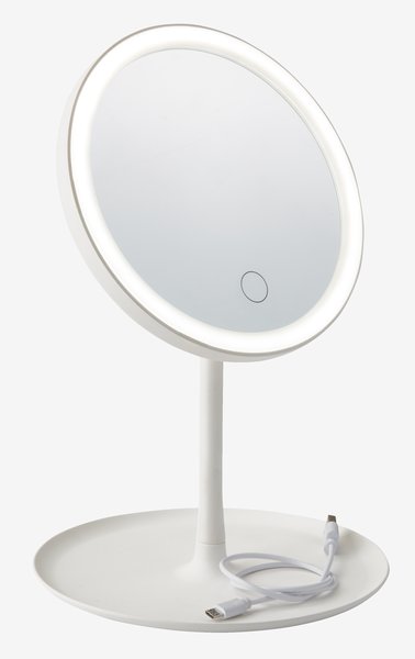 Miroir VEDUM a/LED Ø18xH28cm blanc