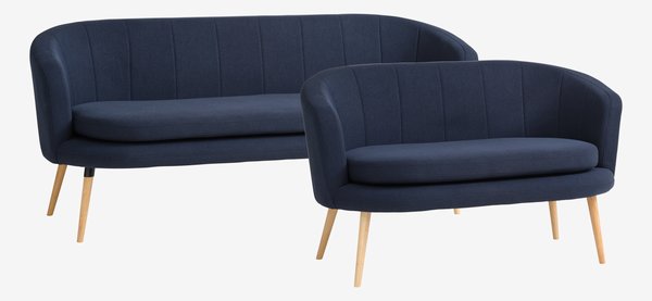 Sofa GISTRUP 3-seter mørk blå stoff