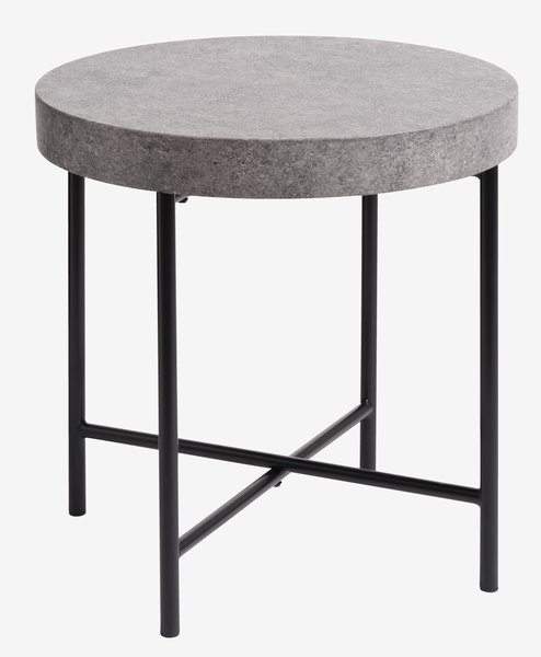 Tavolino BANKEHUSE Ø50 cm color cemento/nero
