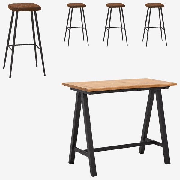 Bar table SANDBY 71x128 natural oak/black