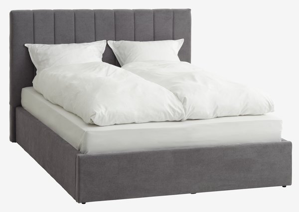 Estructura cama HASLEV 150x190 almacenaje tela gris oscuro