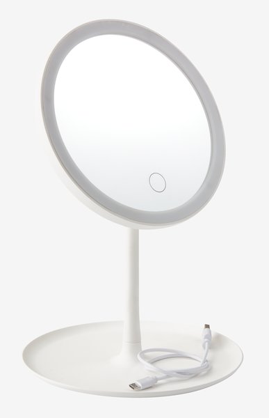 Zrkadlo VEDUM s LED Ø18xV28 cm biela