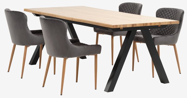 Table SANDBY 100x210 chêne naturel/noir
