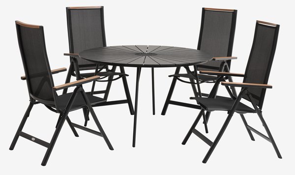 RANGSTRUP Ø130 Tisch + 4 BREDSTEN Stuhl schwarz