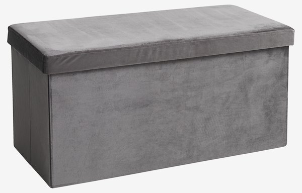 Pouf AUNING 76x38 cm con vano contenitore velluto grigio