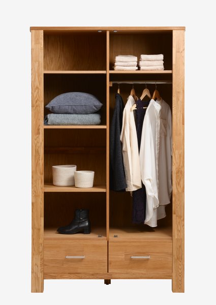 Kleiderschrank OLDE 120x200 2 Türen 2 Schubladen eiche