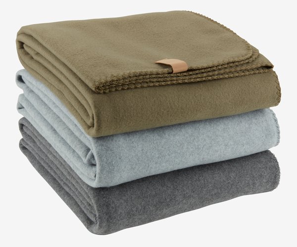 Fleece throw DAGLILJE 130x170 light grey JYSK