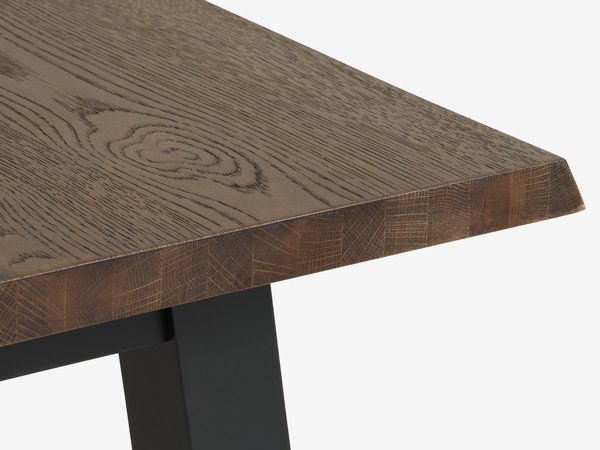 SKOVLUNDE L160 table dark oak + 4 PURHUS grey/black