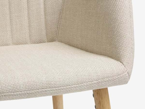 Esszimmerstuhl ADSLEV Stoff beige/eichefarben