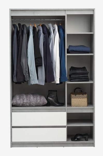 Wardrobe BILLUND 119x193 white/concrete