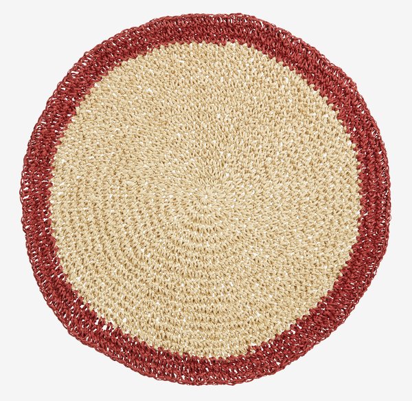 Placemat CELESTIT Ø38 cm naturel/rood