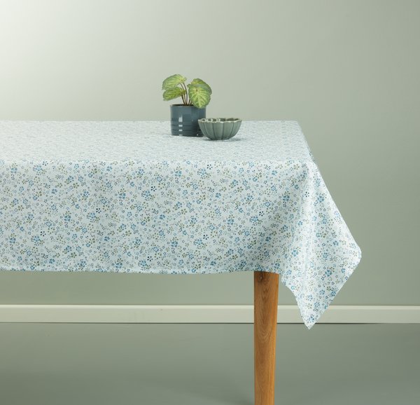 Asztalterítő HEISTARR 140x240 fehér/kék virágmintás