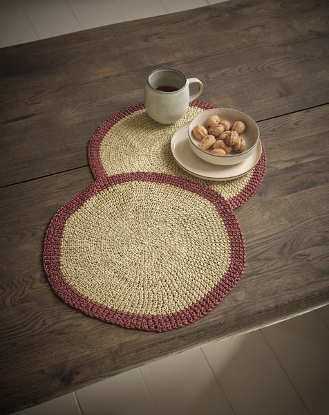 Placemat CELESTIT Ø38 cm naturel/rood