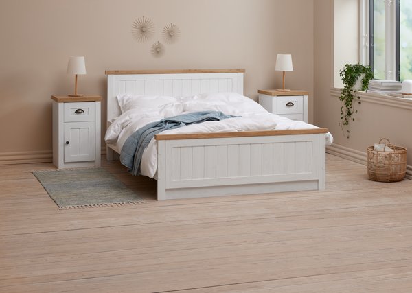 Bed frame MARKSKEL King oak/white