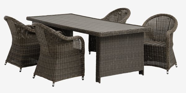 Mesa GAMMELBY L225 + 4 sillas GAMMELBY gris